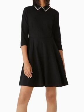 kate spade Black Pearl-Trim A-Line Dress